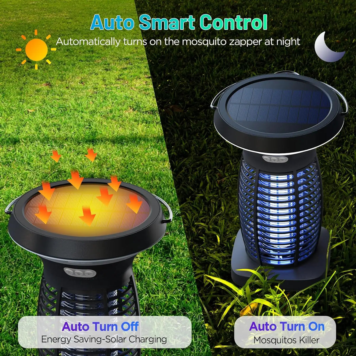 Solar Powered Bug Zapper With Outdoor Light And Safety Mesh