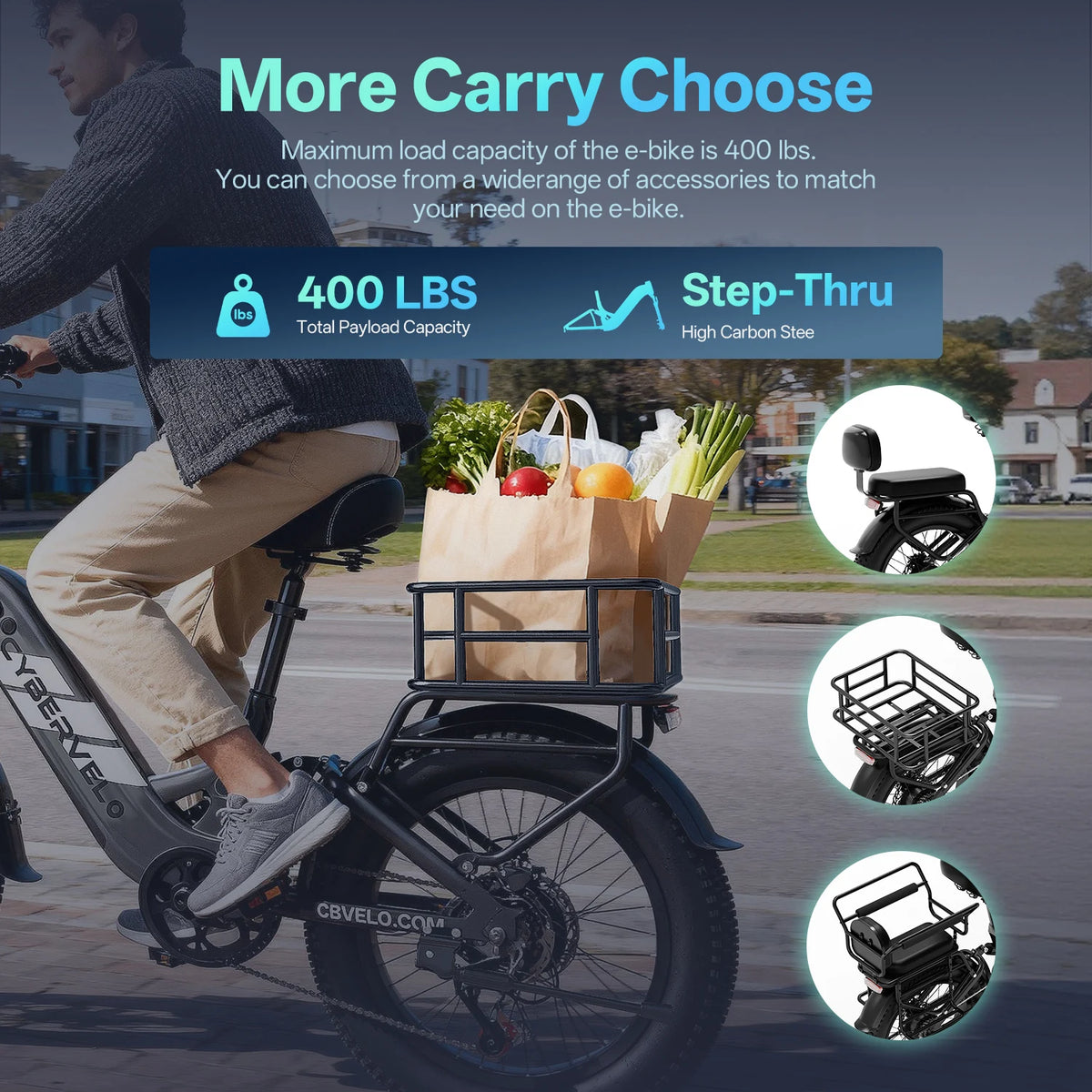 Cybervelo 1500W 7 Speed Step Thru Electric Bike 20Ah Battery