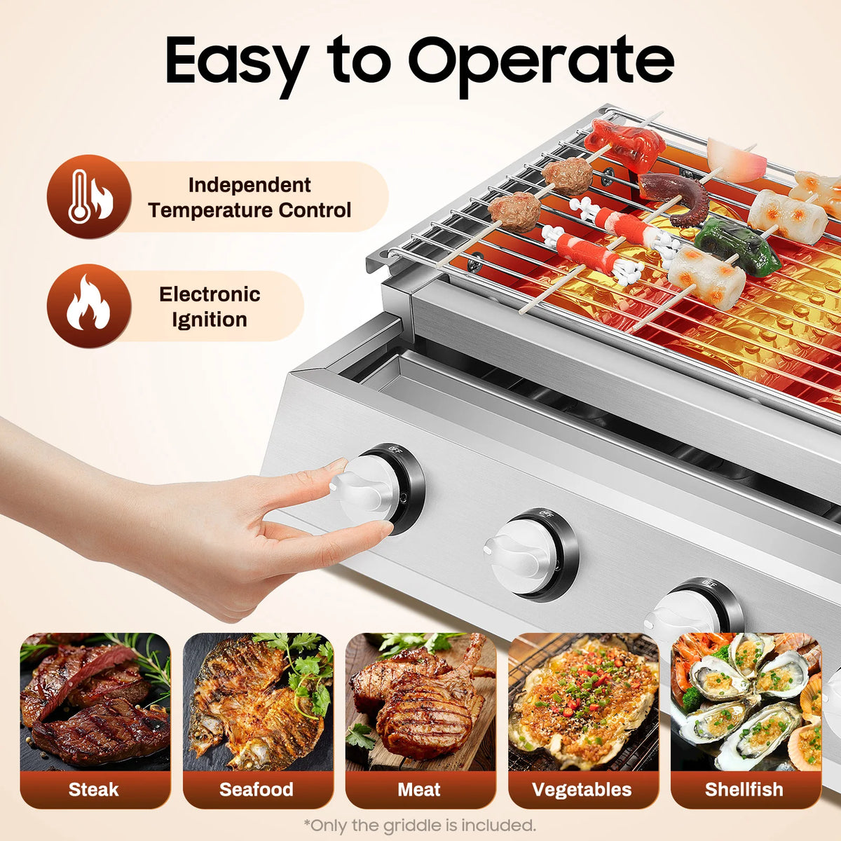 Smokeless Portable Gas Grill Stainless Steel For Outdoor Cooking