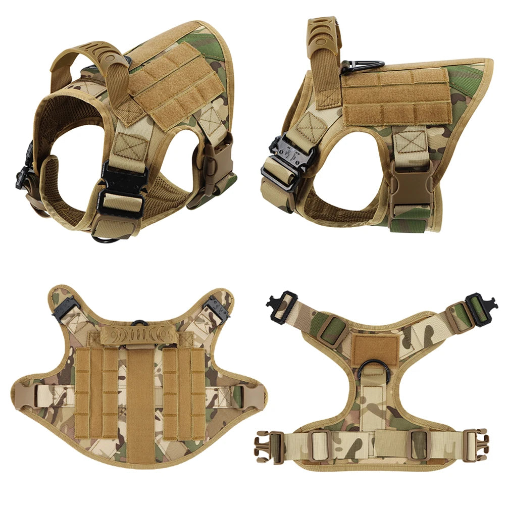 Heavy Duty Tactical Dog Harness Leash Set With Handle