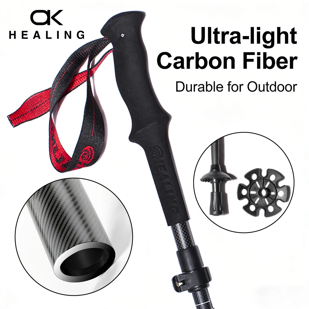 Okhealing Carbon Fiber Trekking Poles Folding Telescopic Hiking