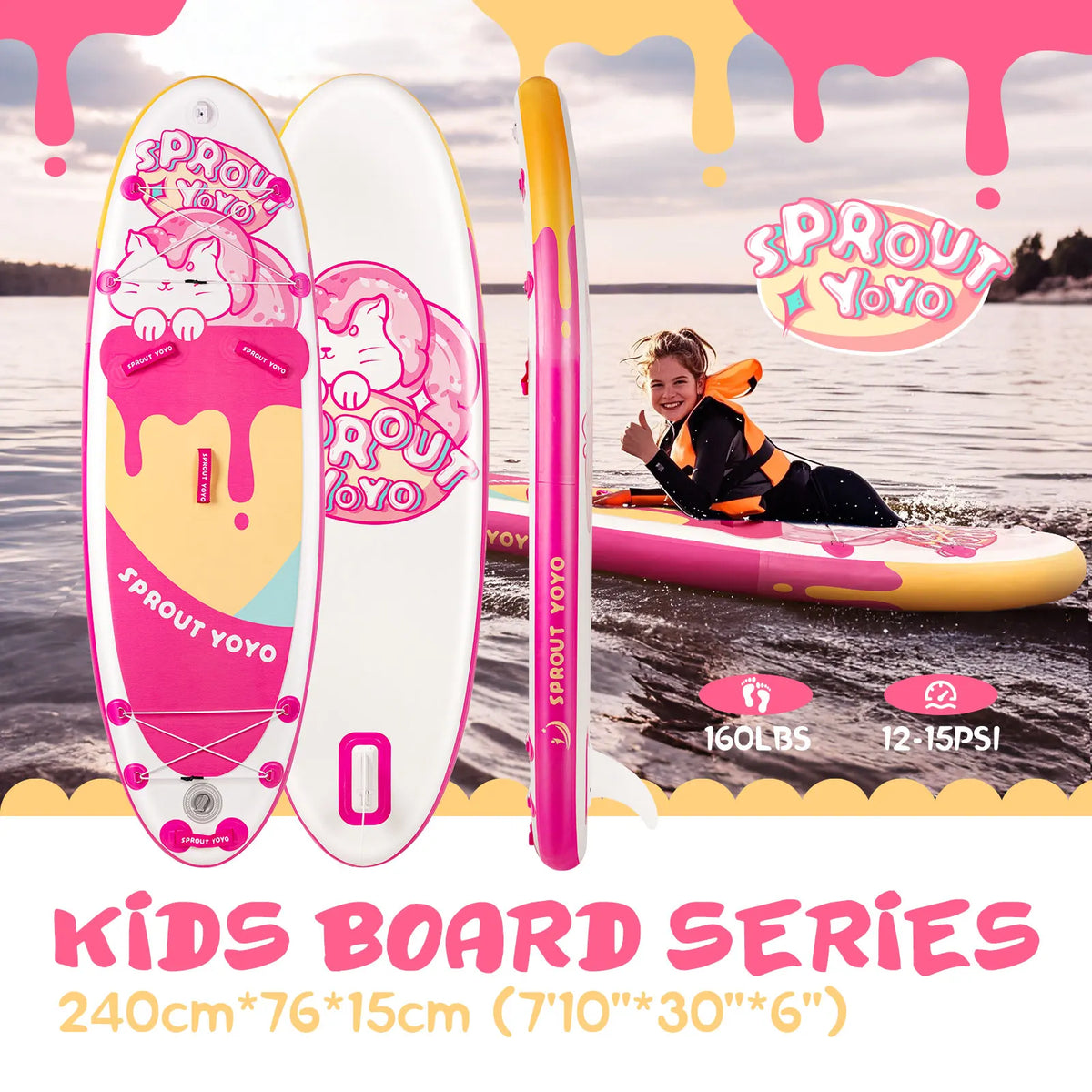 Spatium Kids Inflatable Stand Up Paddle Board Wide Stable SUP