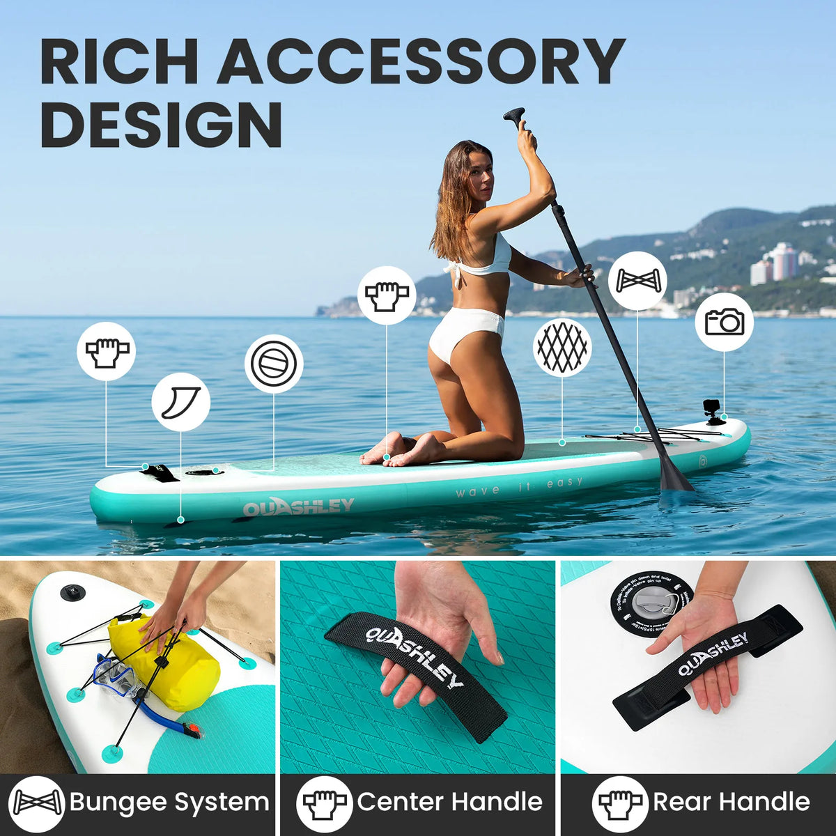 Quashley Inflatable Stand Up Paddle Board Ultra Light Durable Gear