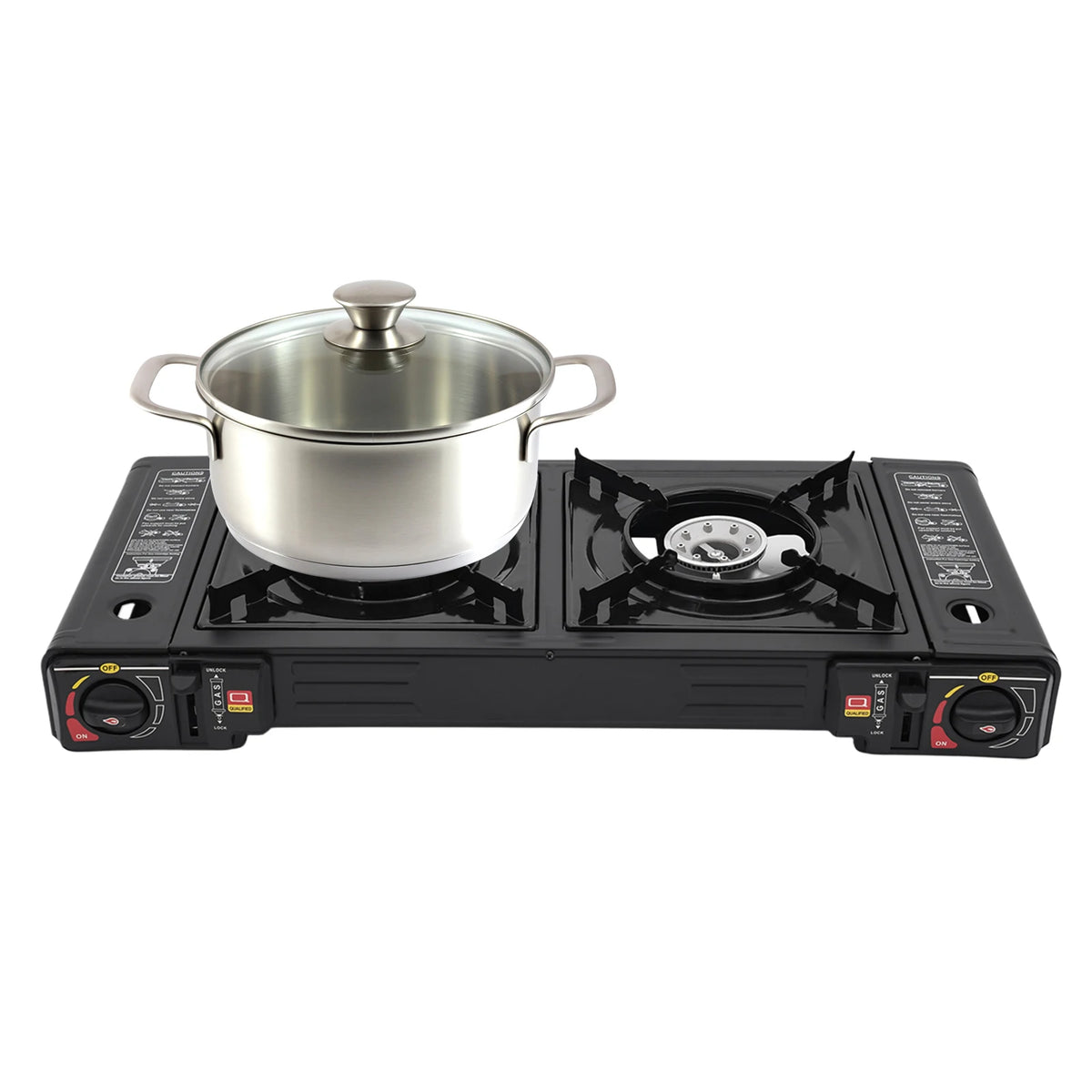 Portable Two Burner Camping Stove With Storage Case For Outdoor Cooking