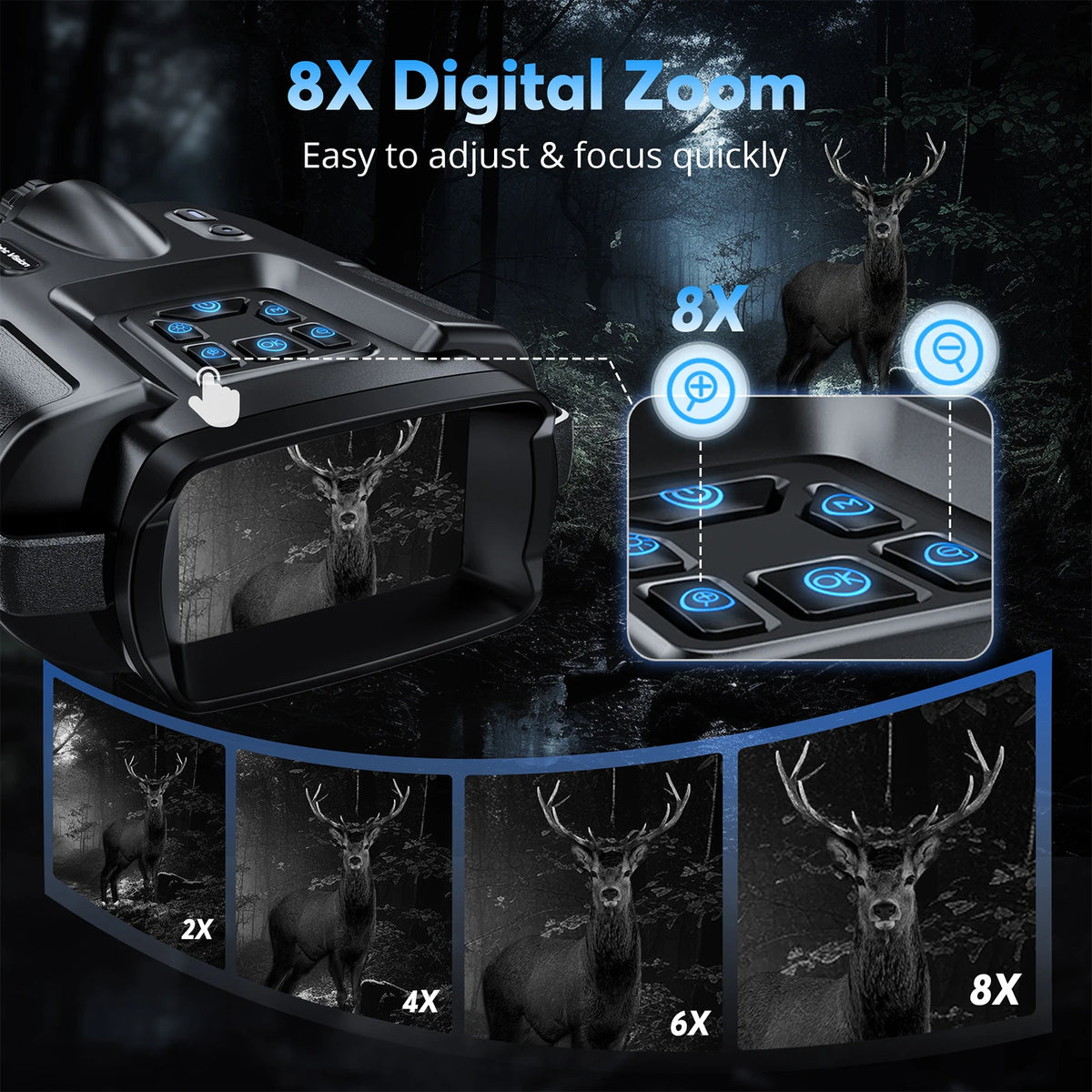 USB Rechargeable 4K Night Vision Binoculars With Digital Zoom
