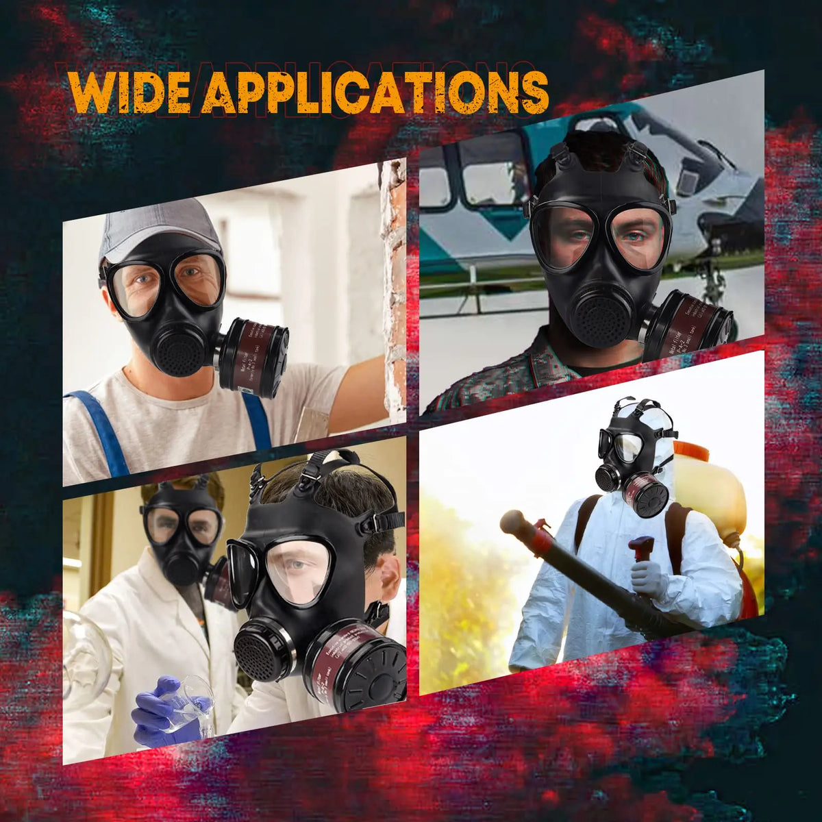 Full Face Chemical Respirator Mask With Activated Carbon Filter
