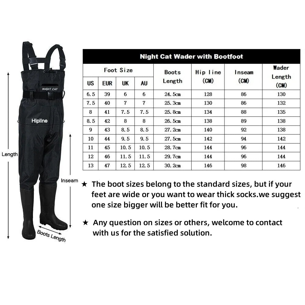 Waterproof Nylon PVC Chest Waders With Boots For Fishing