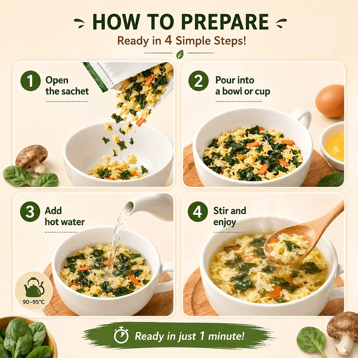 Freeze Dried Breakfast Soup Variety Meal Replacement Assortment