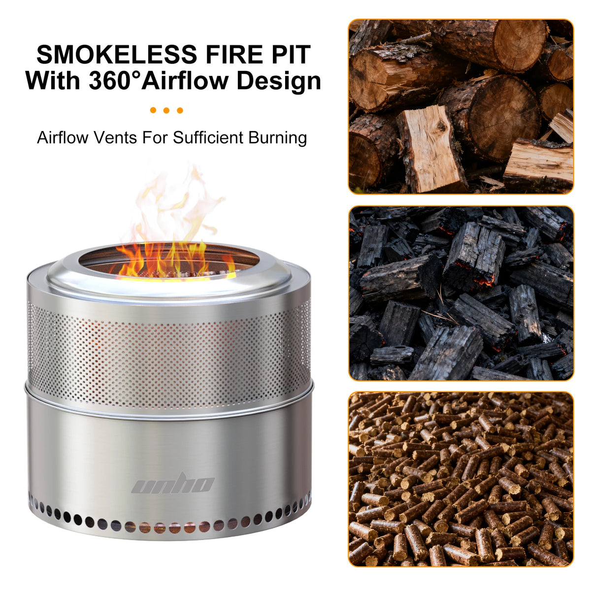 Stainless Steel Smokeless Outdoor Fire Pit With Carry Bag