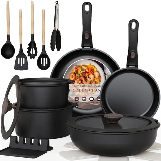 Astercook 20 Piece Nonstick Cookware Set With Detachable Handles