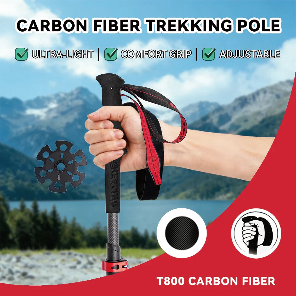 Okhealing Carbon Fiber Trekking Poles Folding Telescopic Hiking