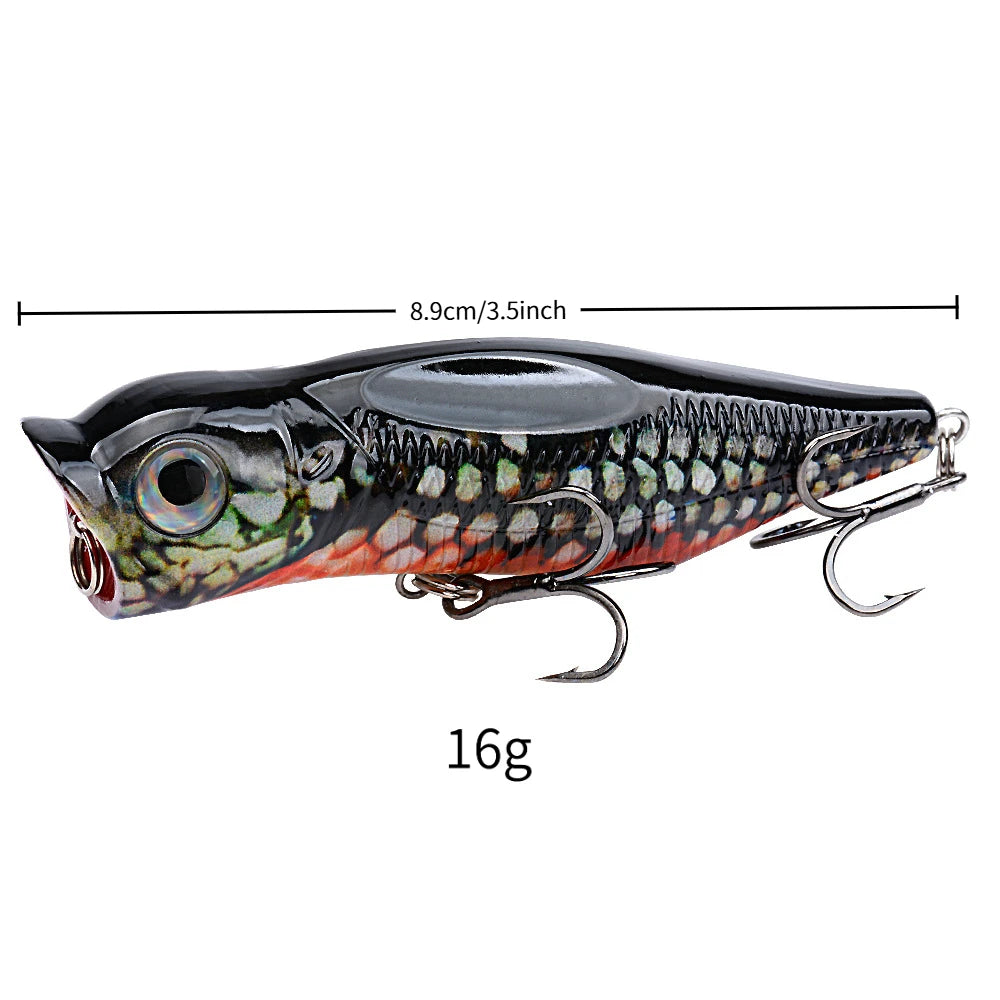 Topwater Popper Fishing Lures With Realistic Rattle Beads