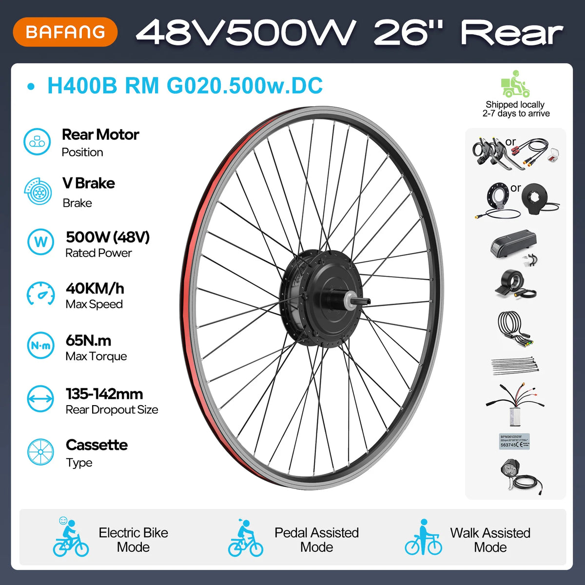 BAFANG G020 Electric Bike Rear Hub Motor Conversion Kit