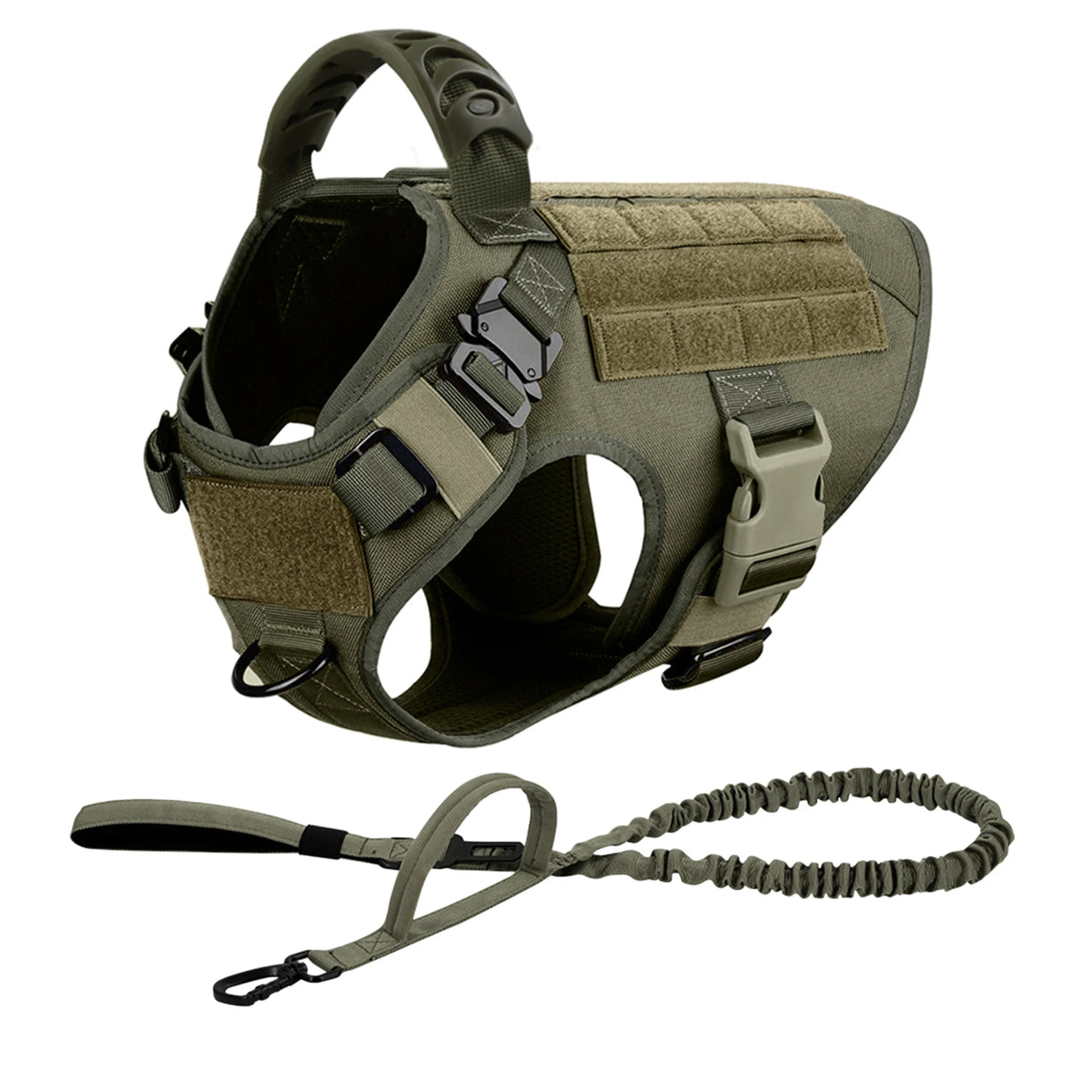 Heavy Duty Tactical Dog Harness Leash Set With Handle