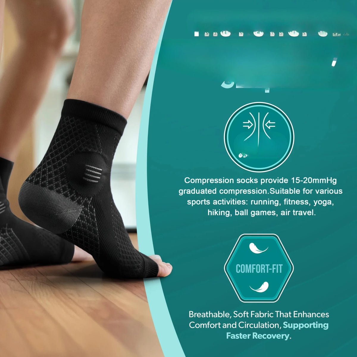Open Toe Compression Socks With Arch Support For Neuropathy Relief