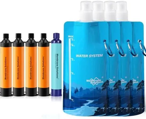 Portable Squeezable Water Filtration System Survival Purifier Kit With Straw