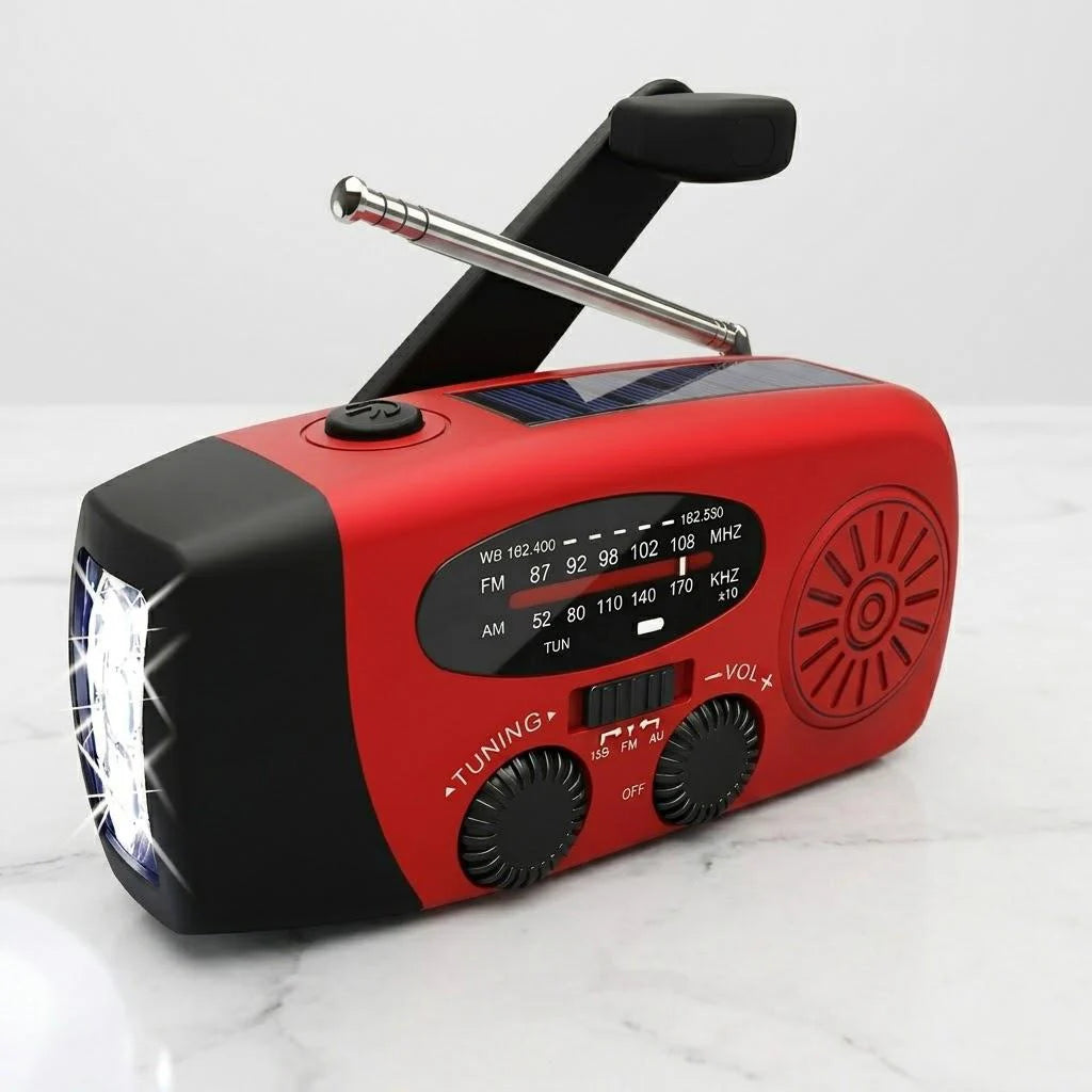 Portable Solar Hand Crank Emergency Weather Radio With Flashlight