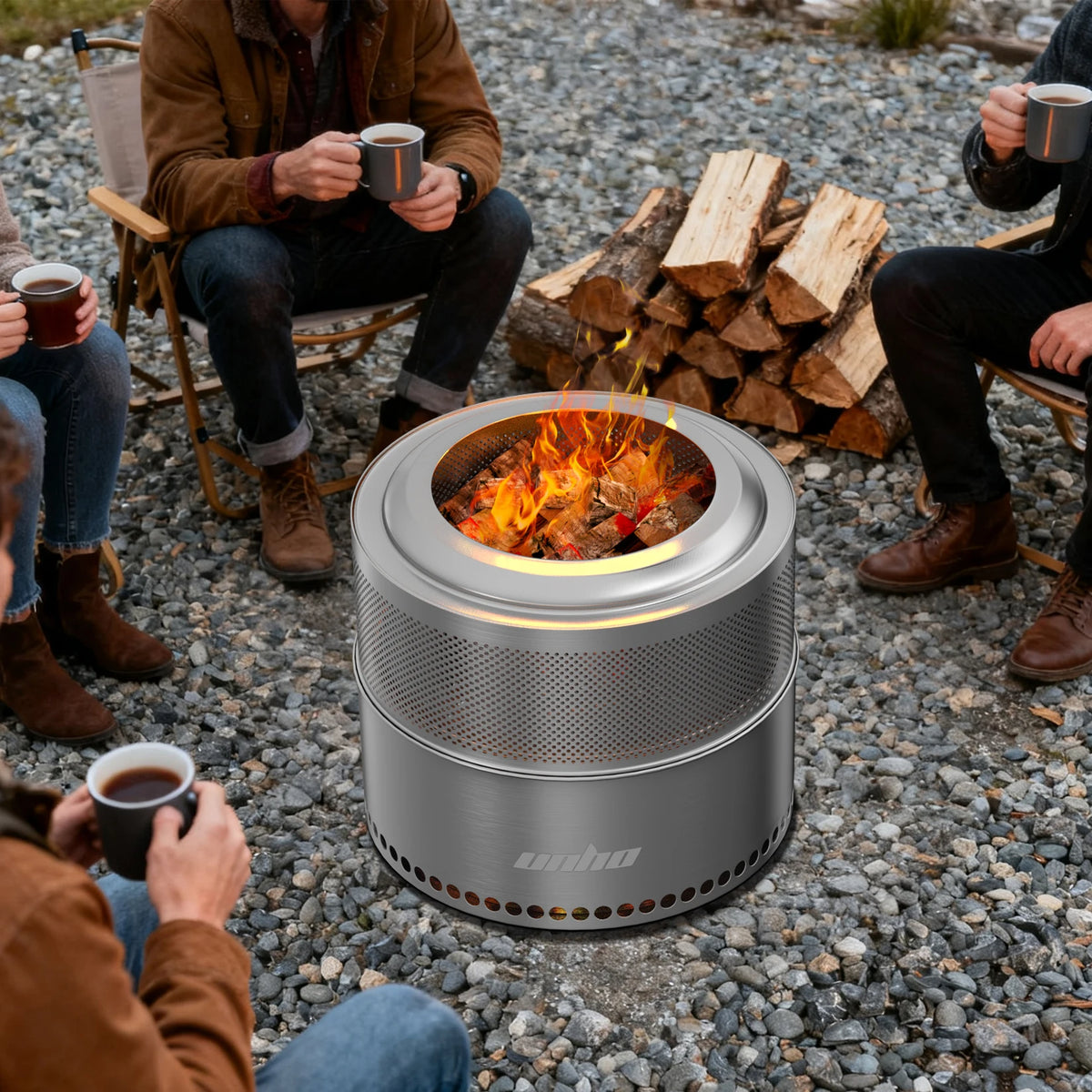 Stainless Steel Smokeless Outdoor Fire Pit With Carry Bag