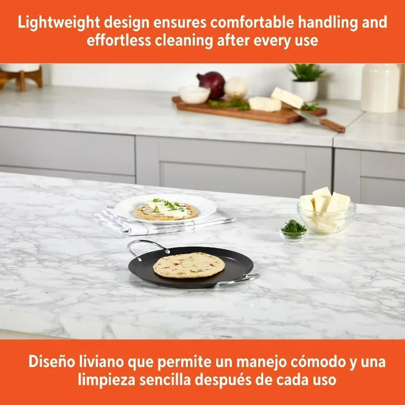 Carbon Steel Nonstick Round Comal With Comfortable Grip Handles