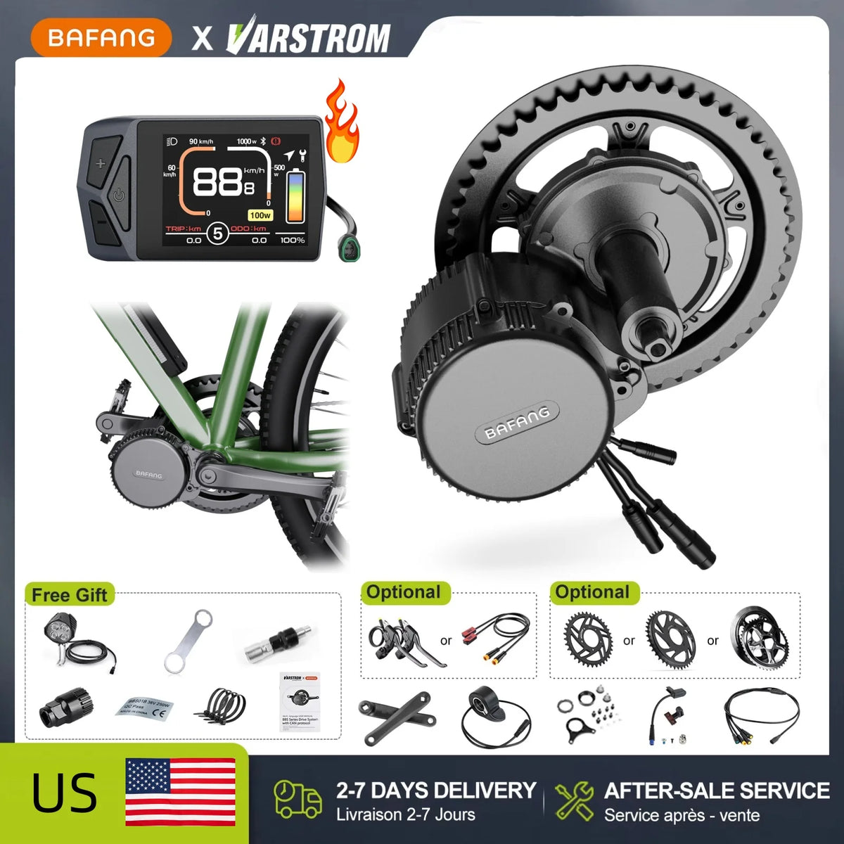 Bafang 750W Mid Drive Motor Ebike Conversion Kit With CAN