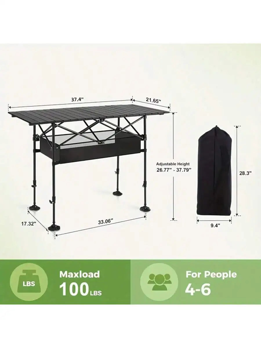 Portable Outdoor Folding Camping And Picnic Table With Carry Bag