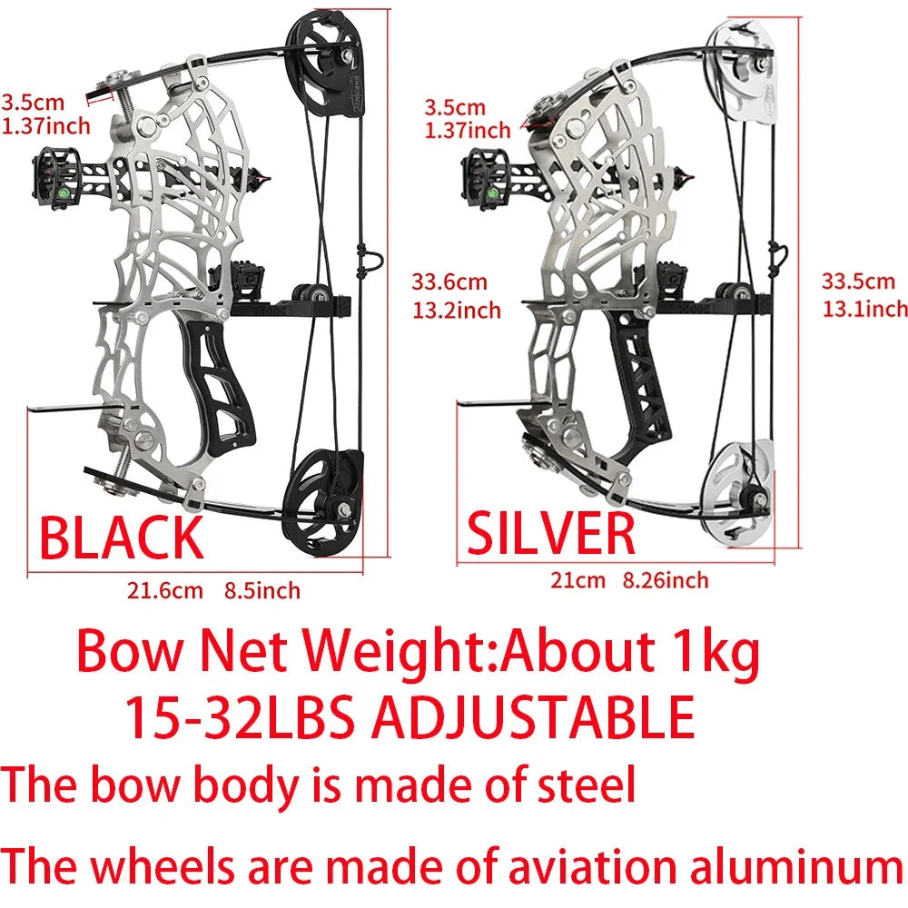 Adjustable Steel Compound Bow With Carbon Fiber Grip