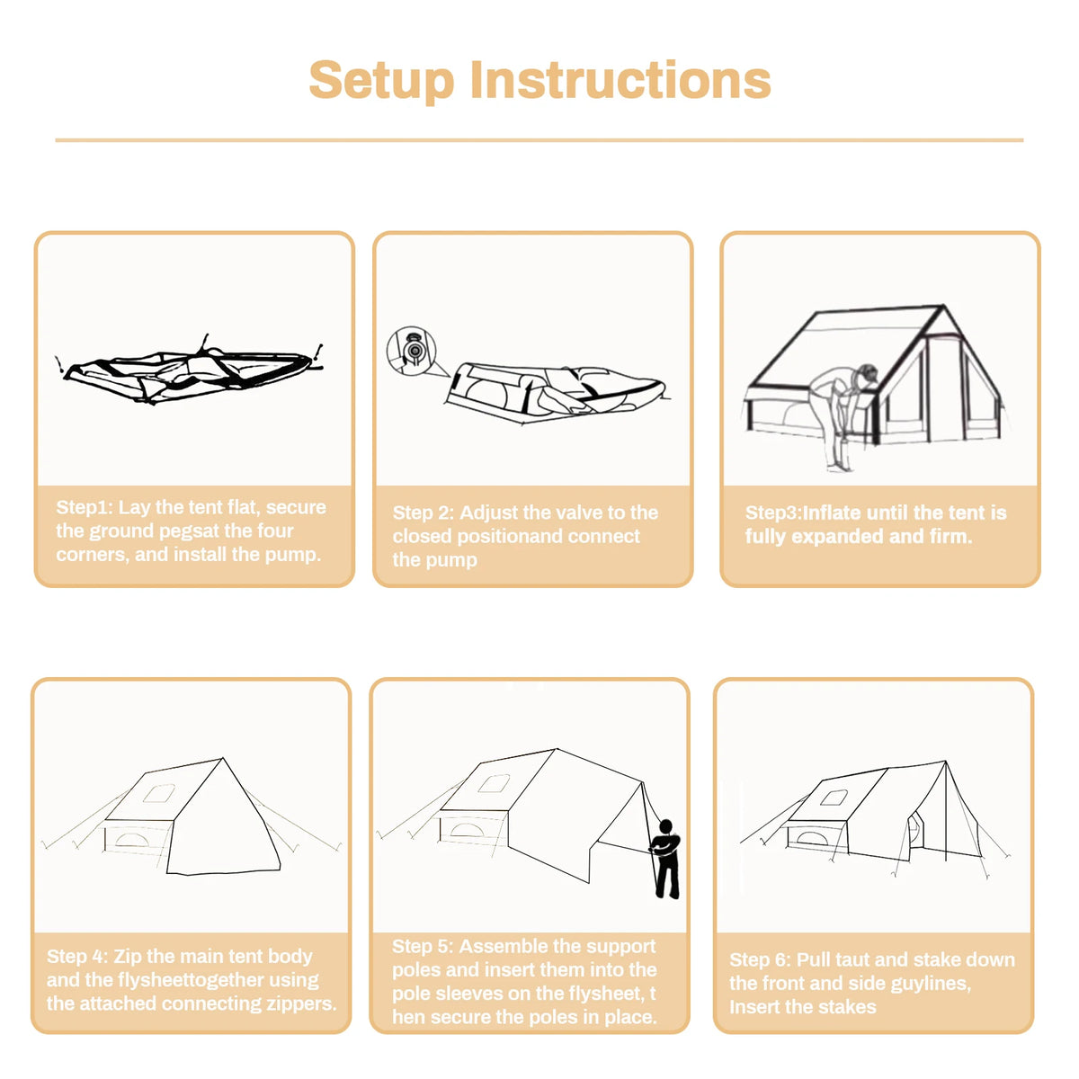 Pakicetus Inflatable Camping Tent With Roof Window For Family Glamping