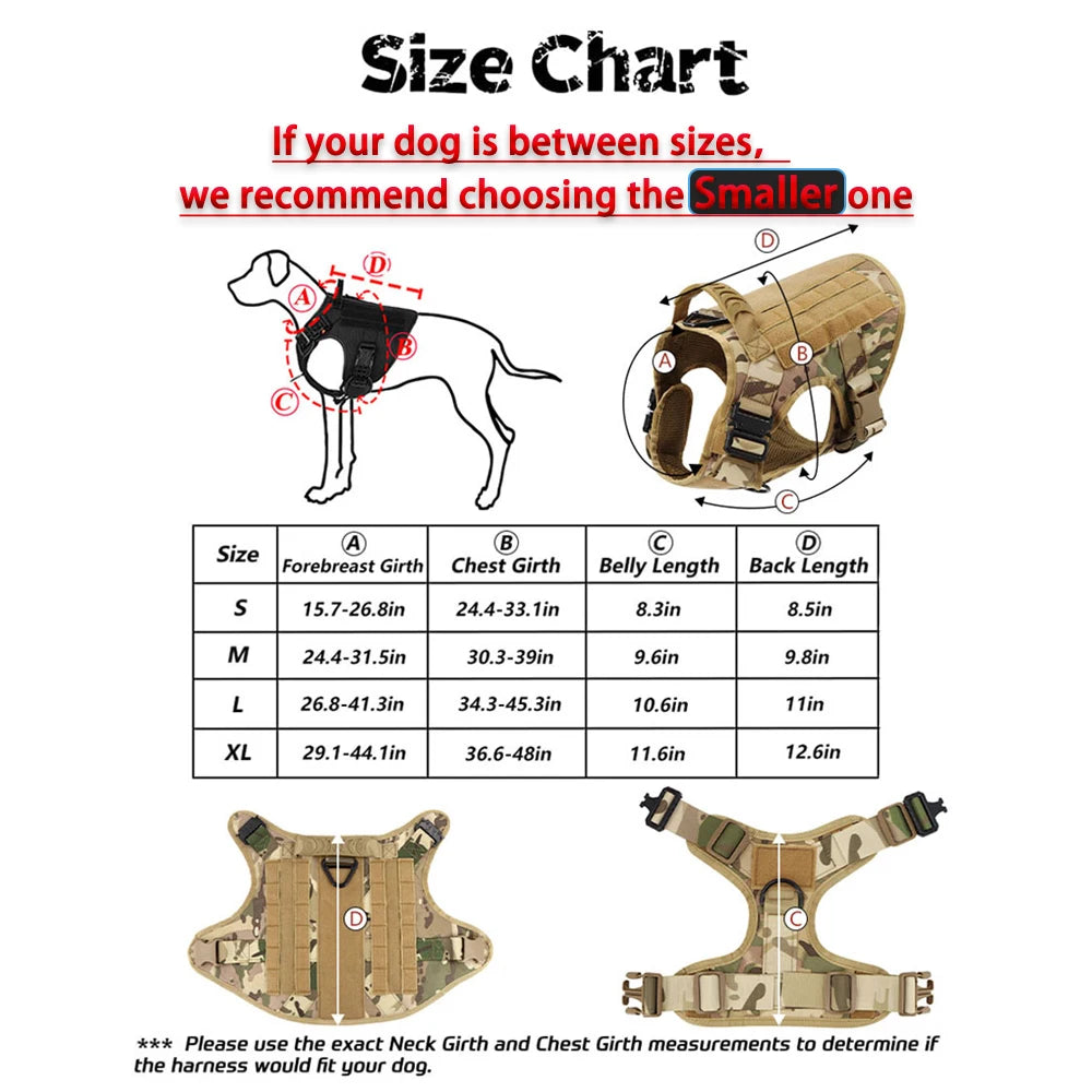 Heavy Duty Tactical Dog Harness Leash Set With Handle