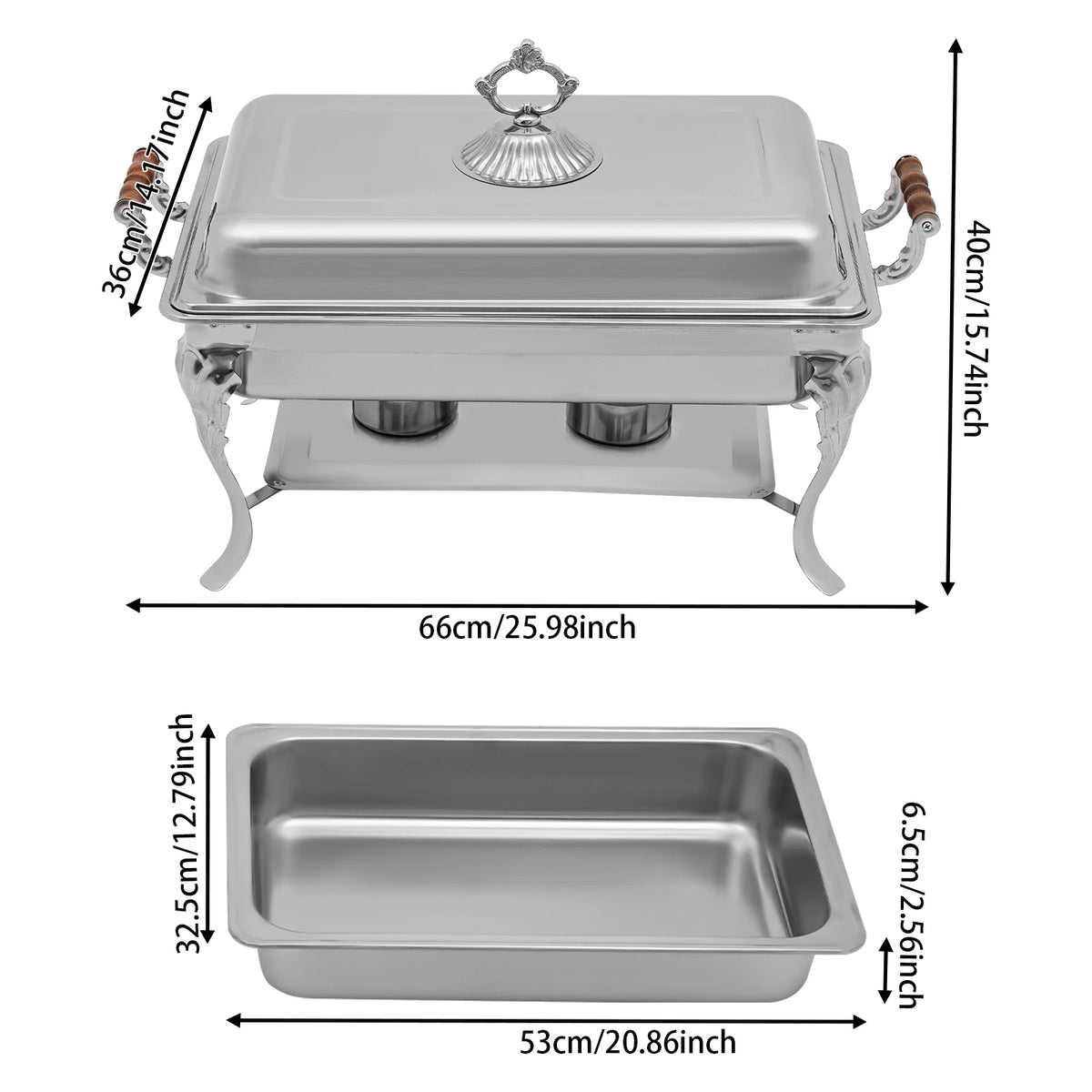 Bymaocar Stainless Steel Chafing Dish With Adjustable Alcohol Burner Warmer