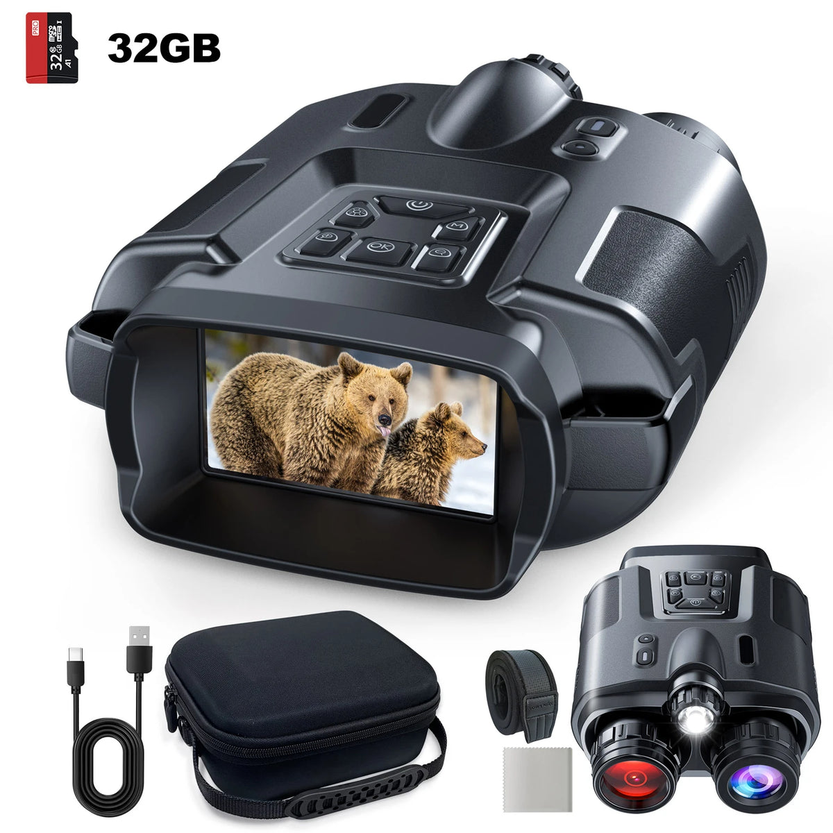 USB Rechargeable 4K Night Vision Binoculars With Digital Zoom