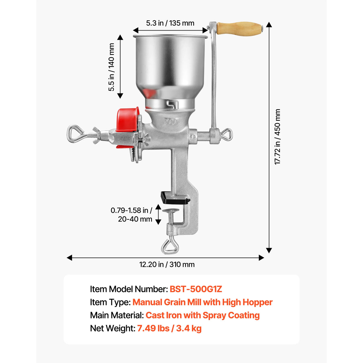 SucceBuy Manual Grain Mill With Table Clamp For Grains