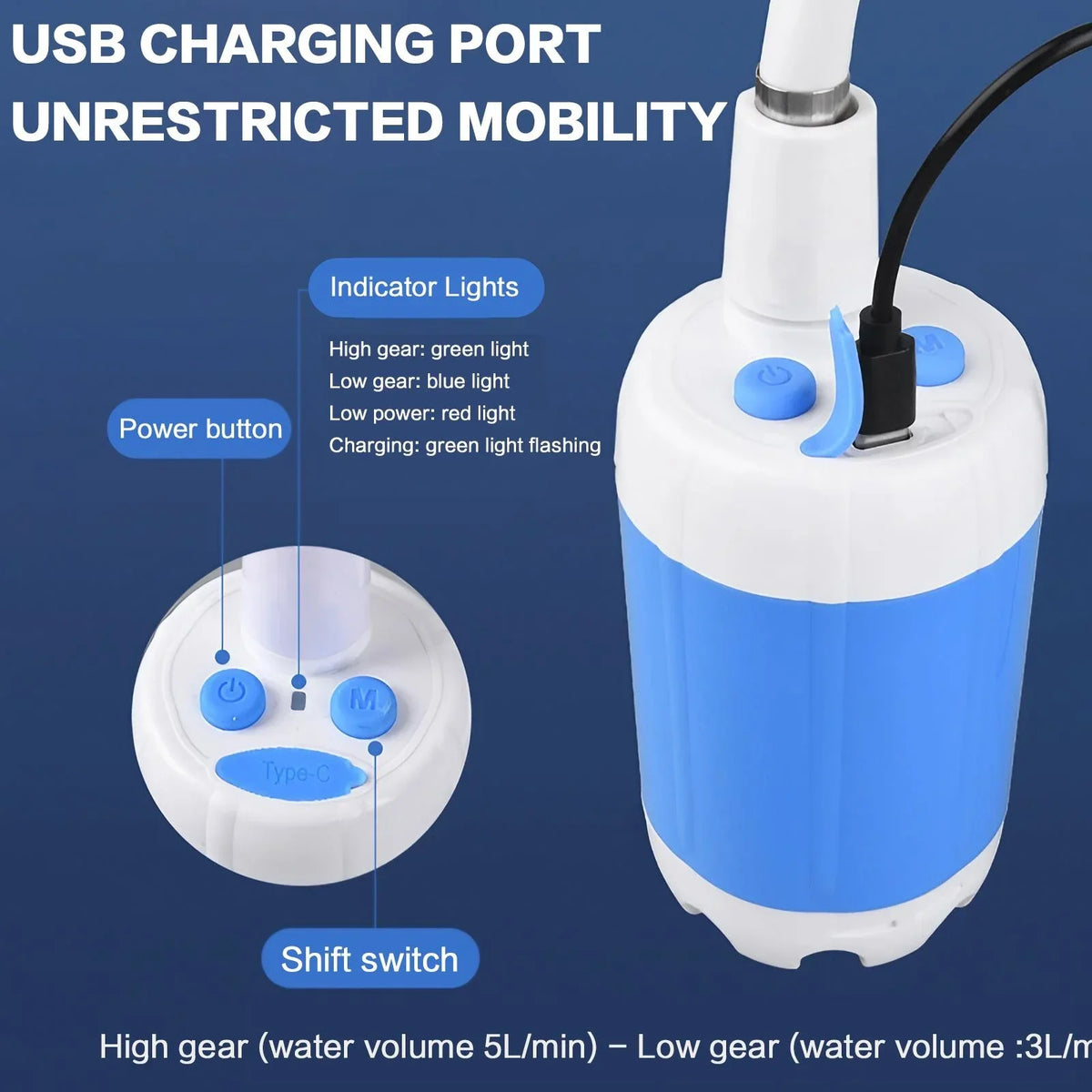 Portable Rechargeable Handheld Shower Sprayer For Pets And Garden Care