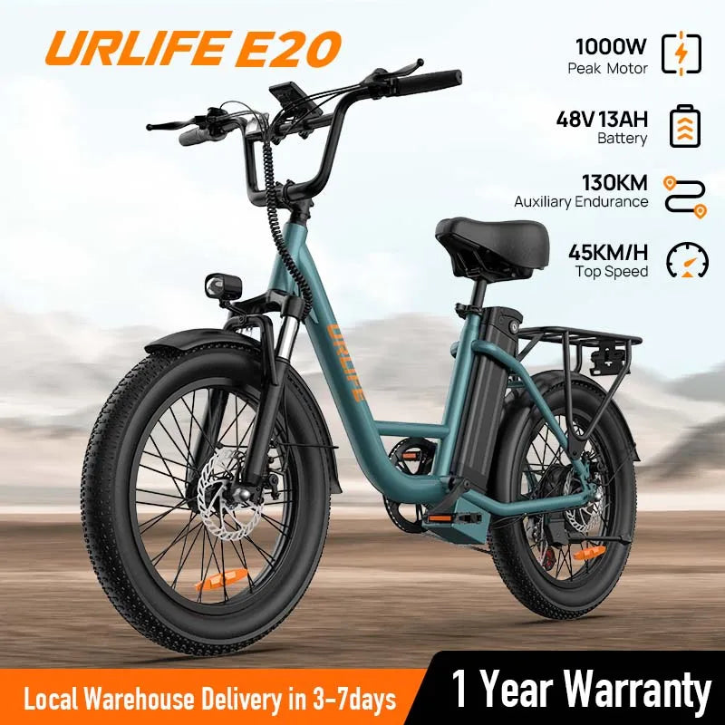 URLIFE 750W Electric Fat Tire E-Bike With Dual Disc Brakes