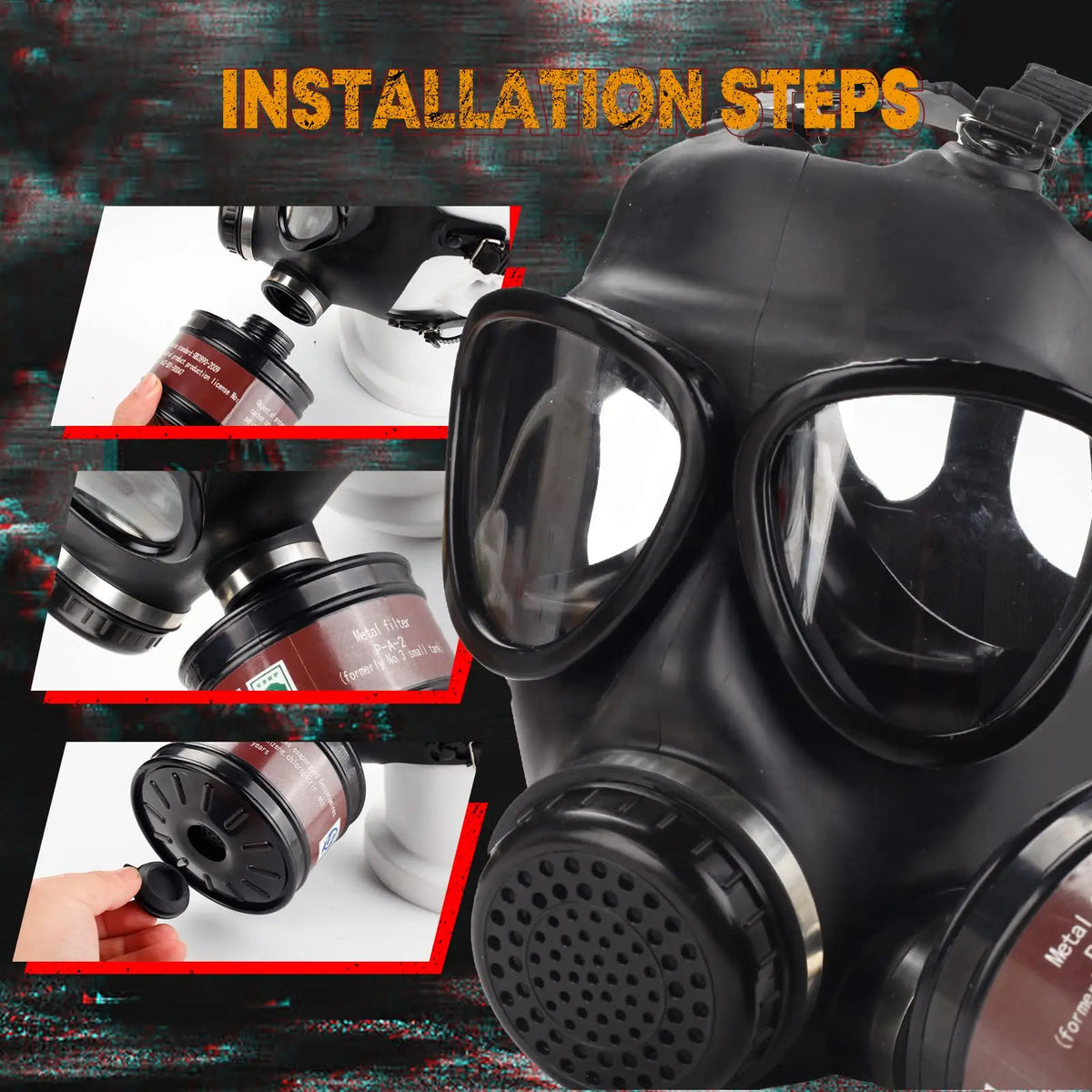 Full Face Chemical Respirator Mask With Activated Carbon Filter
