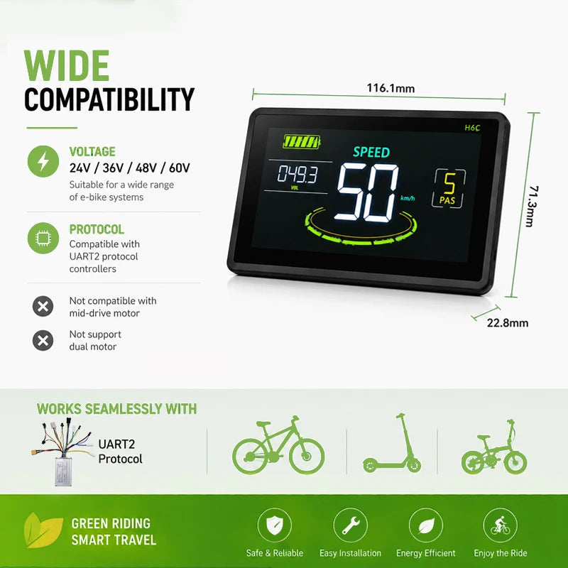Haytrix Electric Bike LCD Display Meter With Waterproof Connector