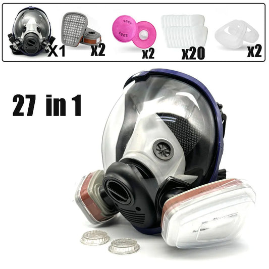 Full Face Respirator Gas Mask With Activated Carbon Filter Canister