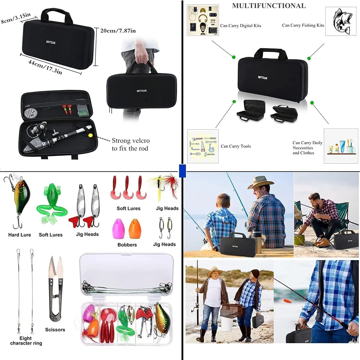 YTYIN Portable Carbon Fiber Telescopic Spinning Fishing Rod Kit