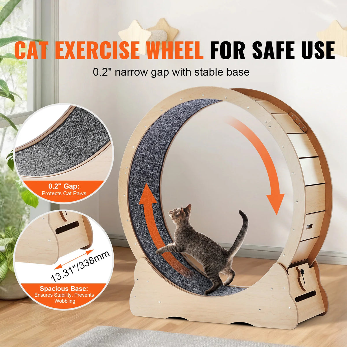 Solid Wooden Cat Running Wheel For Indoor Fitness Training