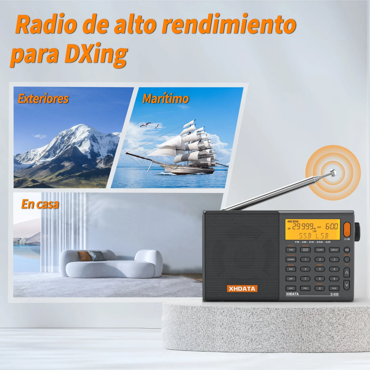 XHDATA D808 Portable Multiband Radio Receiver With SSB Air Band