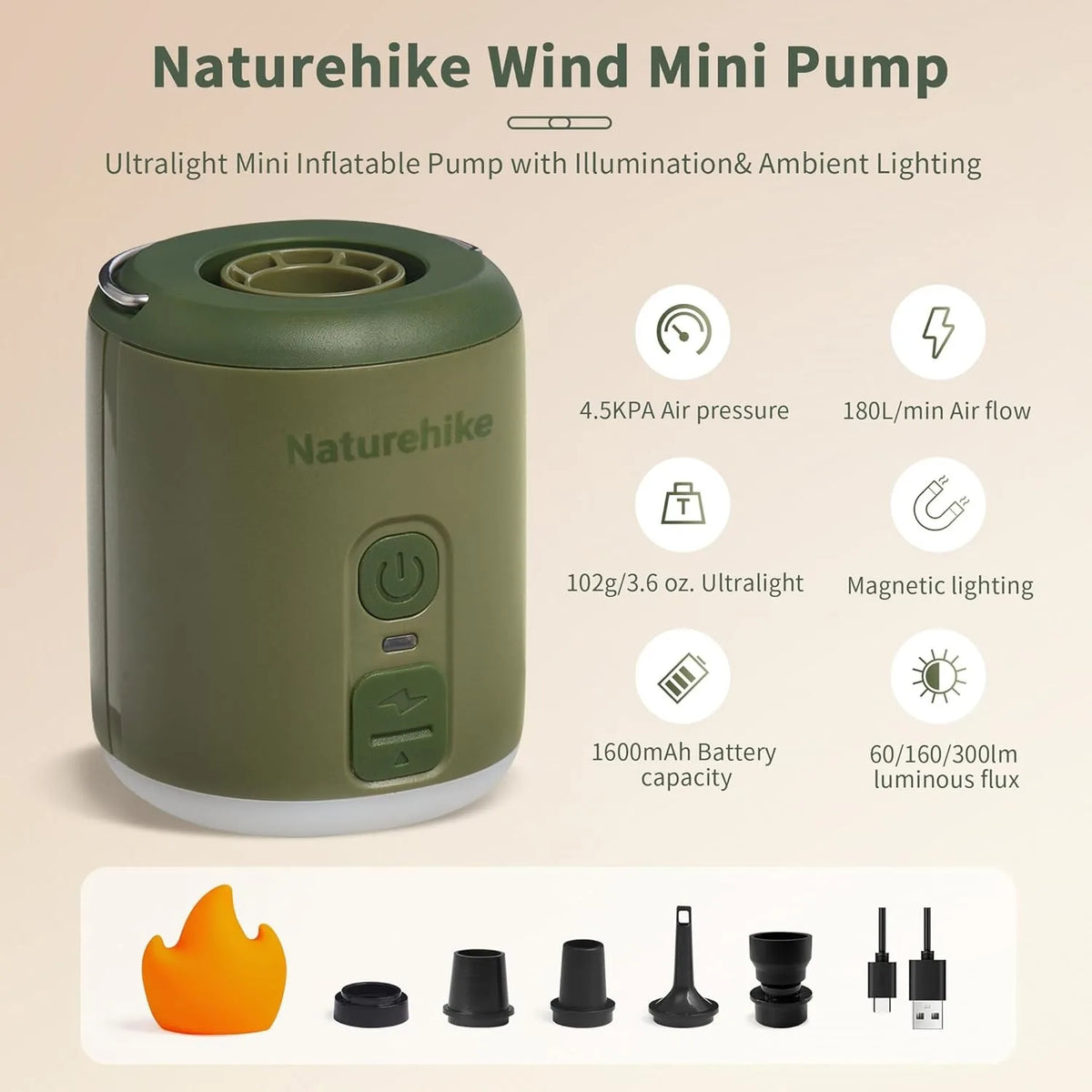 Naturehike Portable Rechargeable Air Pump For Camping And Travel