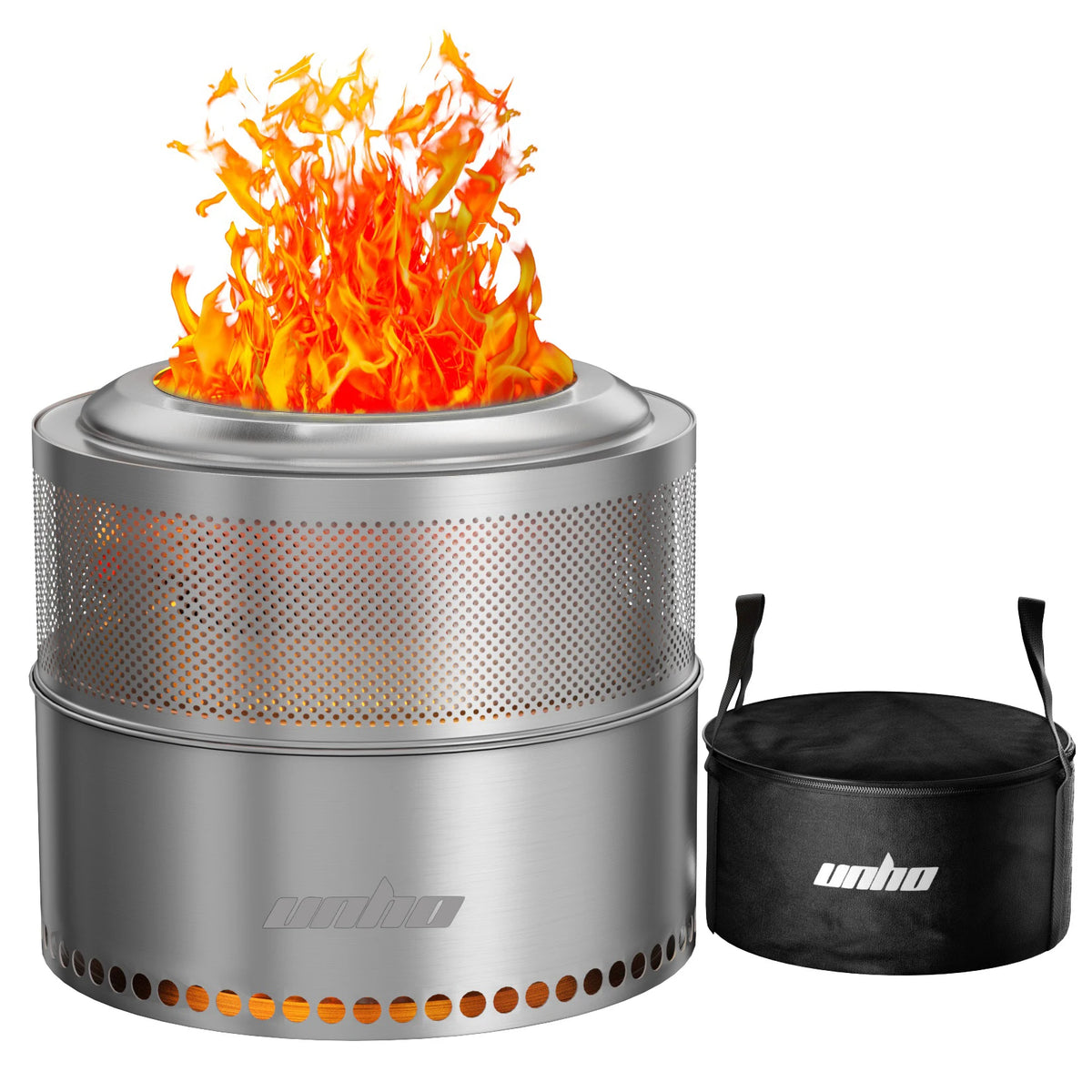 Stainless Steel Smokeless Outdoor Fire Pit With Carry Bag