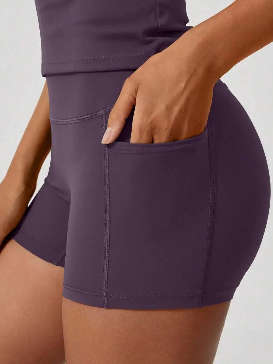 Women Short Sleeve High Waist Tummy Control Shorts Set