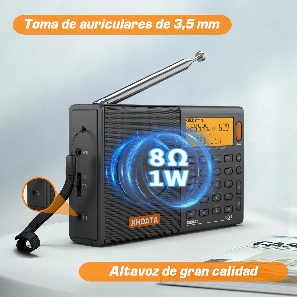 XHDATA D808 Portable Multiband Radio Receiver With SSB Air Band