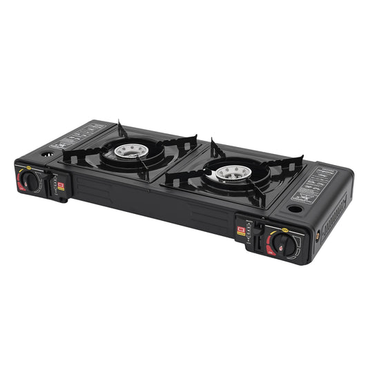 Portable Two Burner Camping Stove With Storage Case For Outdoor Cooking