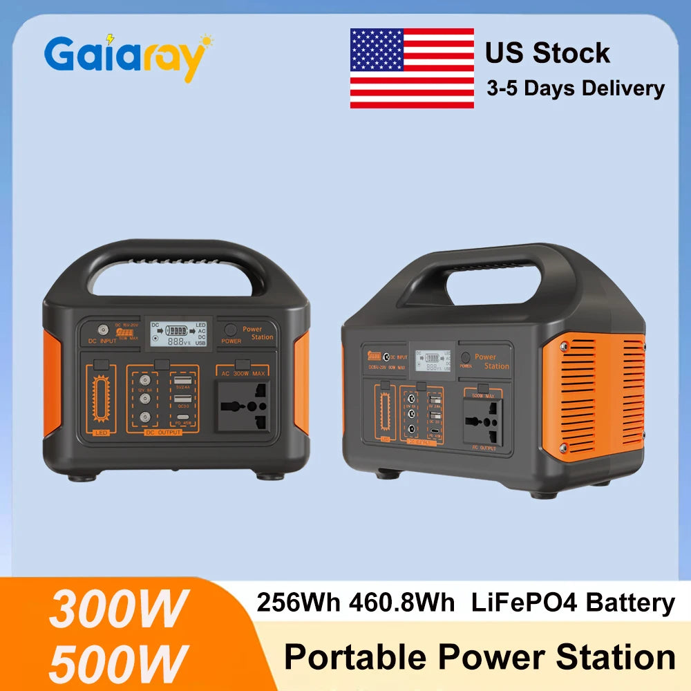 GaiaRay Portable Power Station 460Wh LiFePO4 Solar Generator