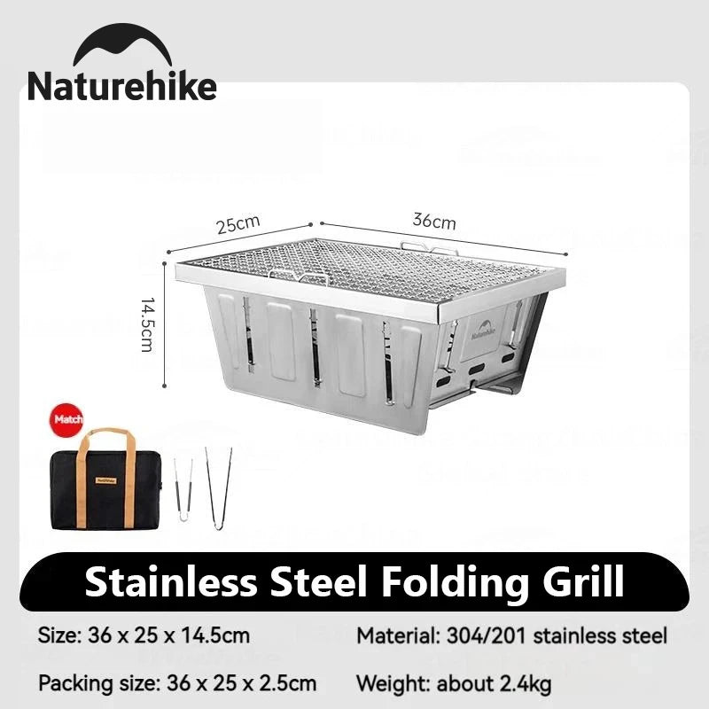 Naturehike Portable Folding Camping Charcoal Grill for Outdoor Cooking