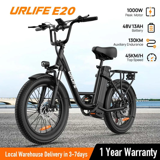 URLIFE 750W Electric Fat Tire E-Bike With Dual Disc Brakes