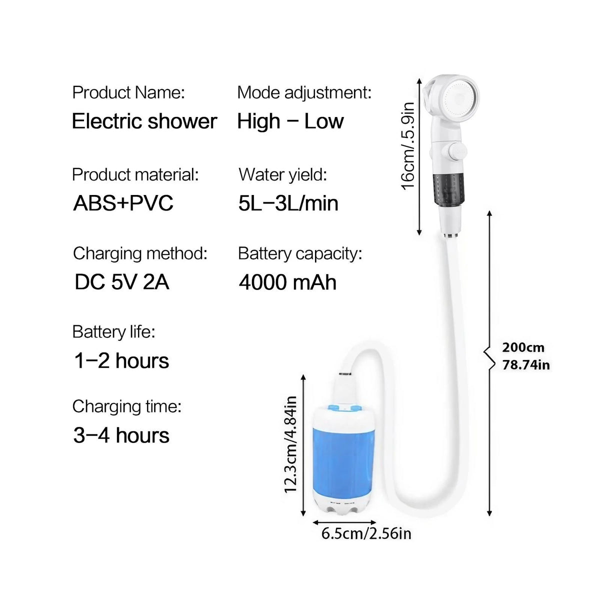 Portable Rechargeable Handheld Shower Sprayer For Pets And Garden Care