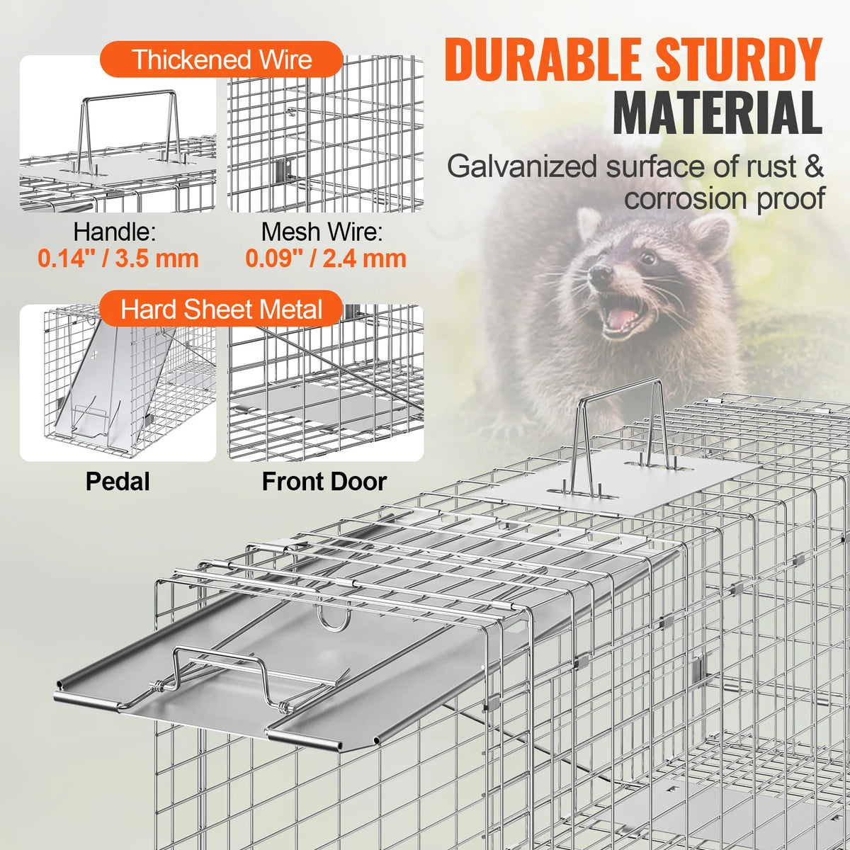 SucceBuy Humane Live Animal Trap Galvanized Iron Cage For Cats
