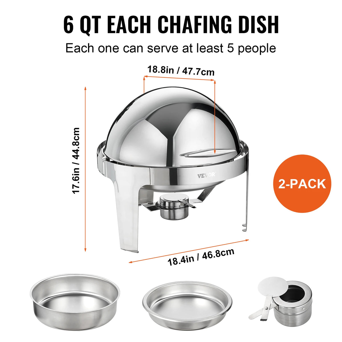 SucceBuy Roll Top Stainless Steel Chafing Dish Buffet Warmer Set